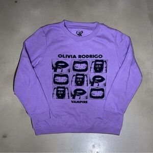 Vampire Olivia Rodrigo Tour Merch Purple Crewneck  Graphic Print Sweatshirt XL